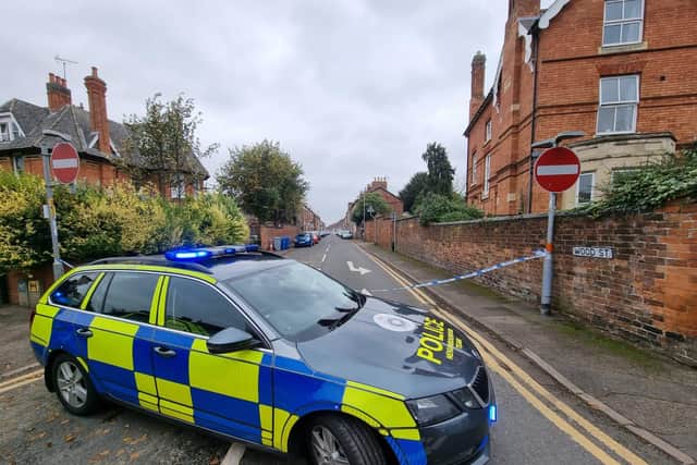 Police at the scene on Tuesday