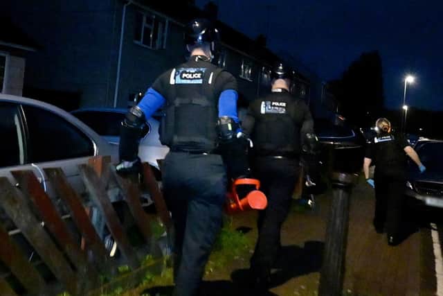 More than 70 officers took part in a series of warrants in the town