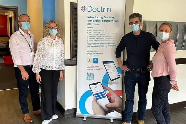 L-r  Project Manager Justin Wilkinson, Oundle Practice Manager Carol Beesley, GP and Lakeside Chair Dr Mike Richardson and Kerry Gardner, Group Lead Nurse.
