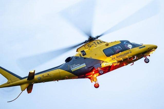 An air ambulance was spotted landing in Brixworth this morning.