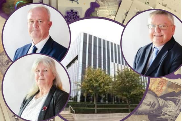 Top left: Cllr Martin Griffiths, bottom left Cllr Jean Addison, right Cllr Lloyd Bunday