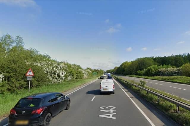 The crash was on the A43 between Kettering and Corby. Photo: Google