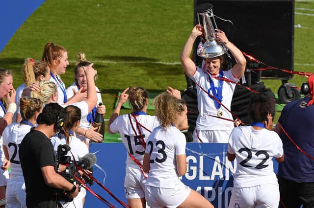 Sarah Hunter with the 2021 Six Nations trophy