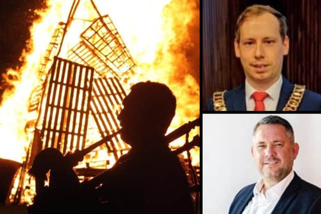 A piper at the towns last bonfire which took place two years ago. Top: Mayor Lawrence Ferguson. Bottom: Cllr Jason Smithers, who will light this years bonfire.