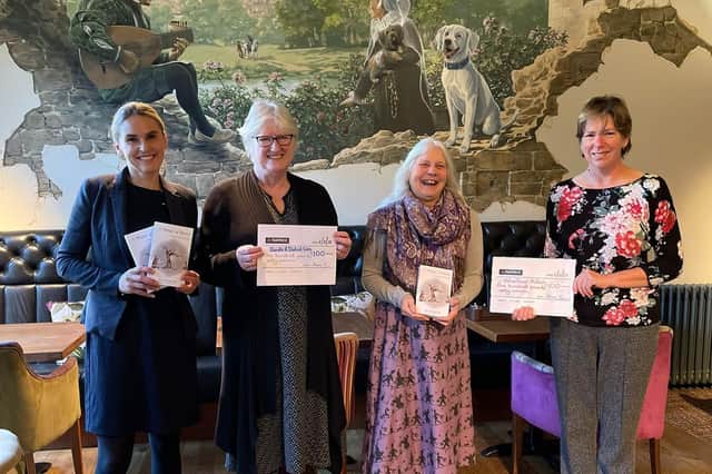 From left: Talbot deputy general manager Dorota Metselaar;  Jenny Blount from Oundle and District Care; author Anna Fernyhough; Liz Holland from Oundle Volunteer Action