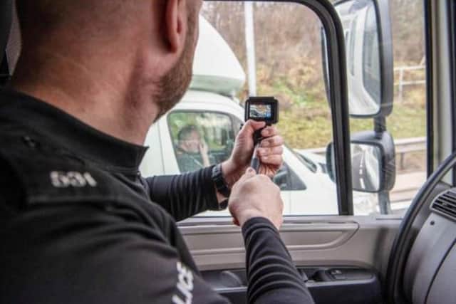Road safety Officers are able to spot dodgy drivers from high up in the HGV cab