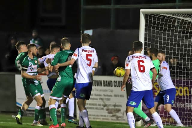 AFC Rushden & Diamonds goalkeeper Dean Snedker denied Kettering Town a late winner in the NFA Hillier Senior Cup quarter-final at Hayden Road last night with Diamonds going on to win on penalties. Pictures by Peter Short