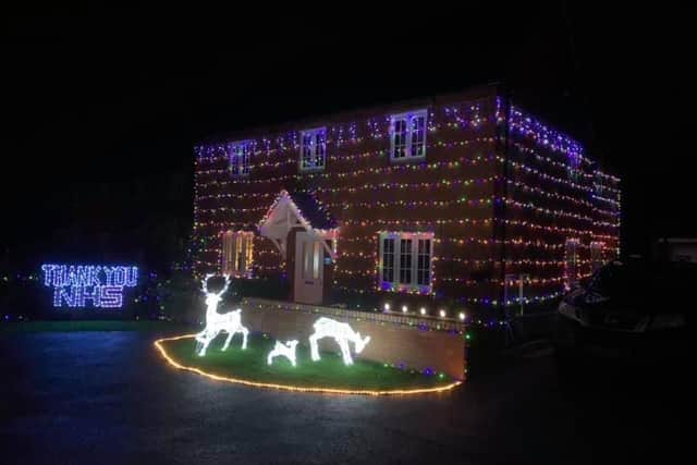 Christmas lights displayed outside Luke Costello's home in Roade last year.