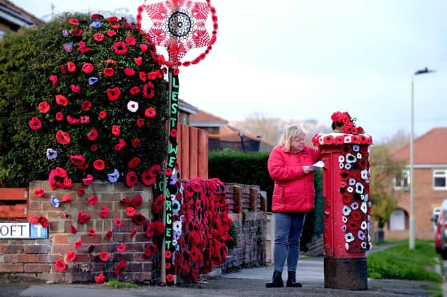 A wonderful knitted Remembrance display