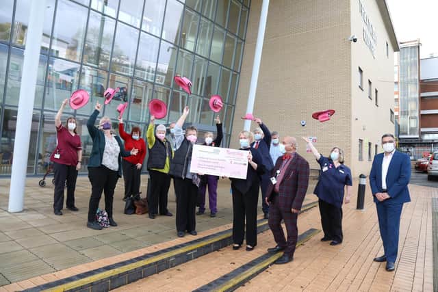 Glennis Hooper hands over the cheque to Chief Executive of KGH Deborah Needham
