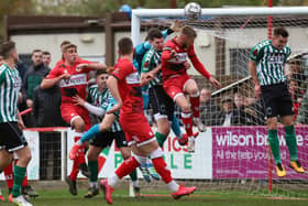 Action from Kettering Town's 4-0 victory over Blyth Spartans on Saturday. Picture by Peter Short
