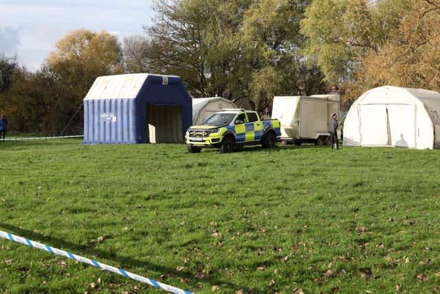 Forensic tents inside the cordon