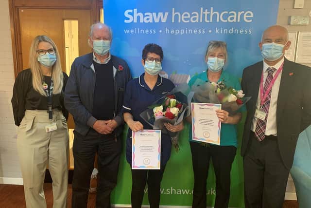 l-r Stacey Meredith, regional director, Cllr Richard Lewis, Louise Mutton, Louise Jackson and Russell Brown