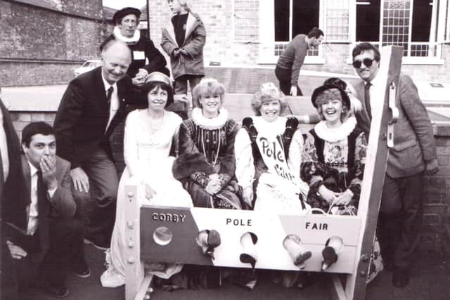 In the stocks at the Corby Pole Fair 1982
