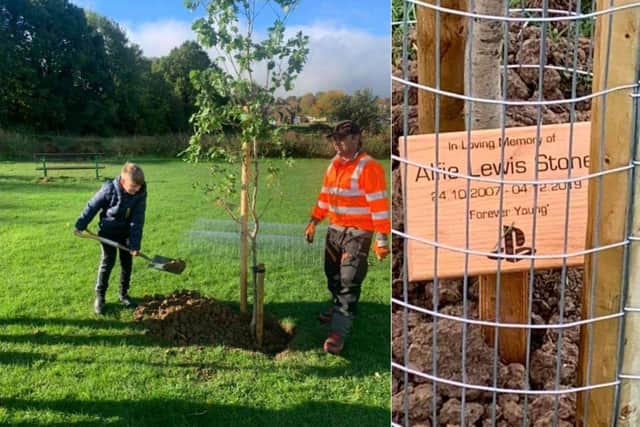 Alfie's pal Sean planted a tree in his memory on the Ise Lodge