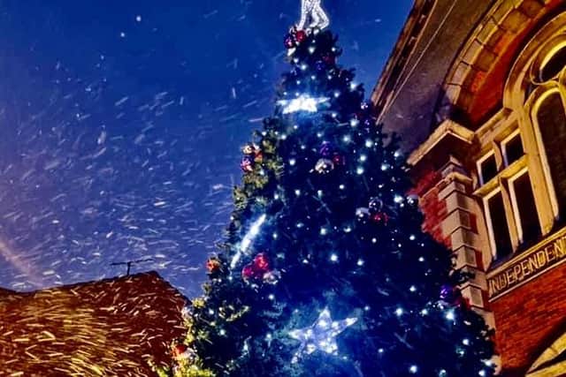 The Christmas tree in the town centre