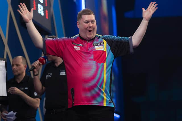 Kettering's Ricky Evans will be in action again at the PDC World Darts Championship this afternoon (Thursday) after a fine first-round success. Picture courtesy of Lawrence Lustig/PDC