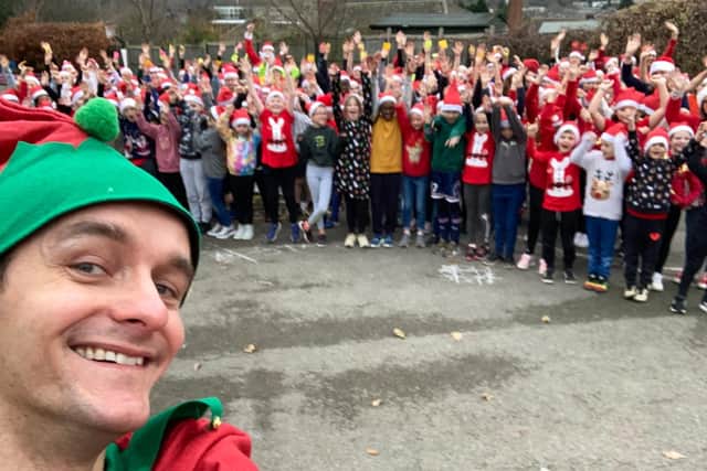 Santa Run at Abbey Primary Academy, Daventry. Photo: BBC Radio Northampton.
