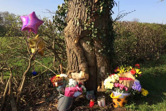 Flowers left at the scene in Orlingbury Road, where Meredita Kelmelyte died in a crash in April 2018