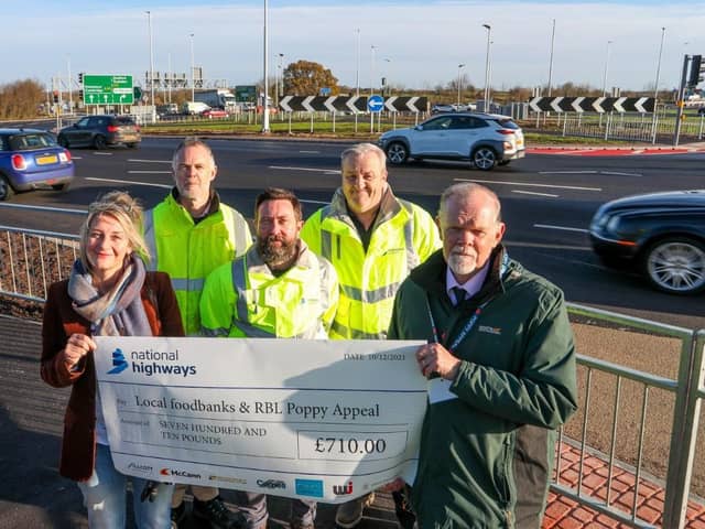Amanda Mauro and Steve Thatcher, front, with, back row from left, Adrian Oulds from contractor Carnell and National Highways’ Dean Holloway and Dave Marlow