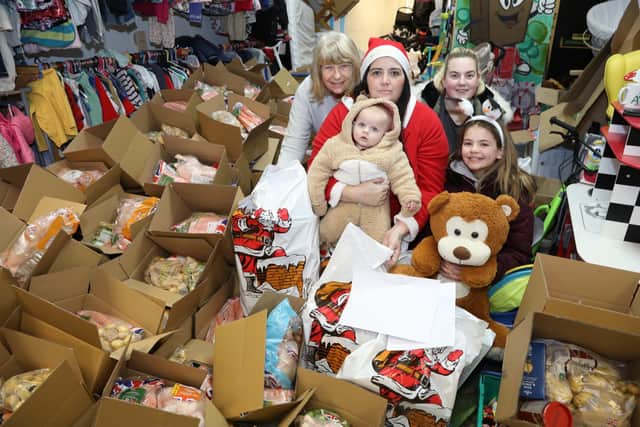 Volunteers: l-r Angie Steele, Claire Gurney (The Shack Food Project founder), Daisy Dolling, 1, Shannon Dolling, Ellie Barton, 11.