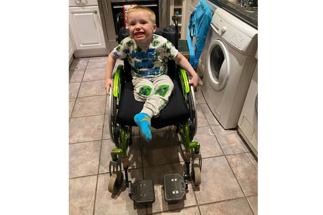 Harley in his new wheelchair