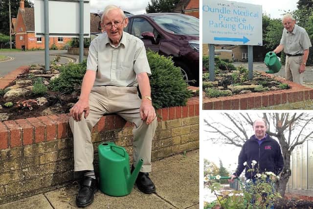 Oundle volunteers have transformed the shared garden outside the Lakeside Surgery and Oundle Library