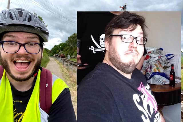 Nick Goodjohn now enjoys a healthy lifestyle ( inset before)