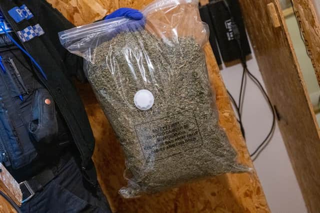 One of the bags of cannabis found at a property