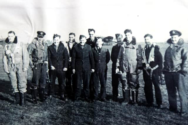 Reg Payne, second from the right with his crew mates from the Lancaster bomber