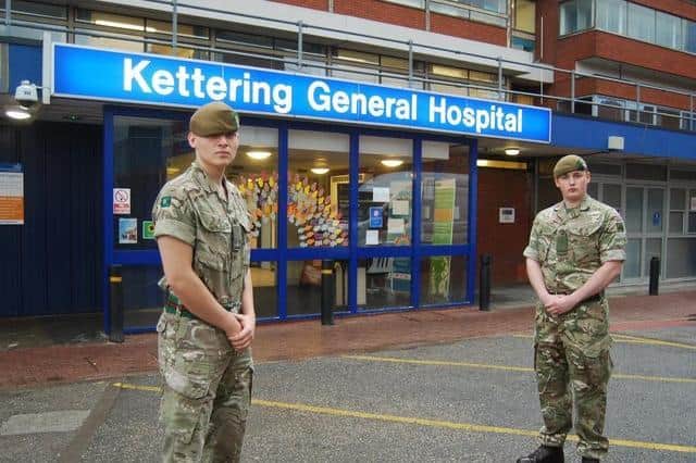 Soldiers Ryan Francis and George Balkartat were among those deployed at Kettering General Hospital last year