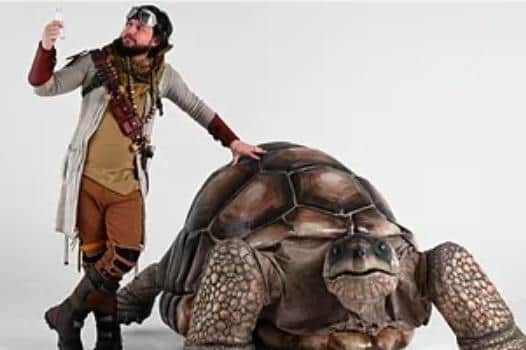 Zelva the talking animatronic giant tortoise
Photo courtesy of Fool's Paradise
