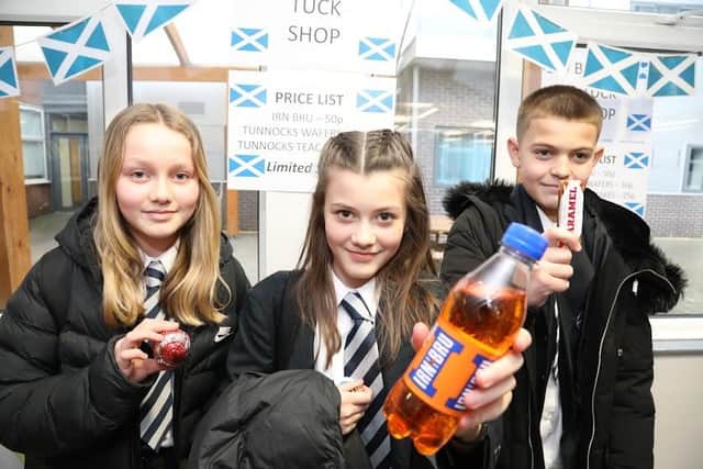 Lodge Park Academy student got to test Scottish delicacies such as Tunnock's Tea Cakes and Irn Bru