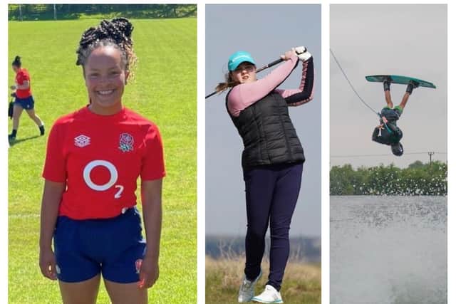 L-R: Molly Luthayi, Gracie Murray and Joseph Humphries in their respective sports