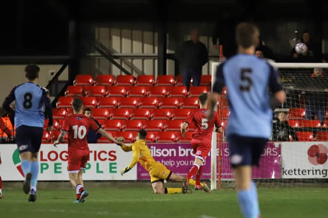 Jackson Smith made a superb late save to put the seal on Kettering's win