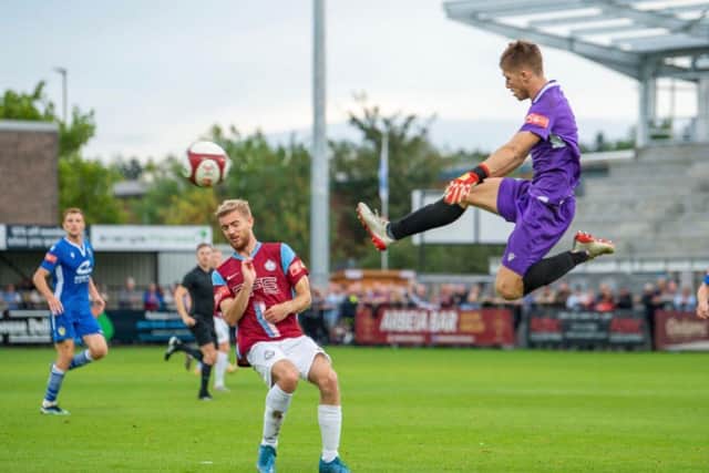 Callum Stead, pictured during his stint at South Shields, has signed for Kettering Town from Hitchin Town