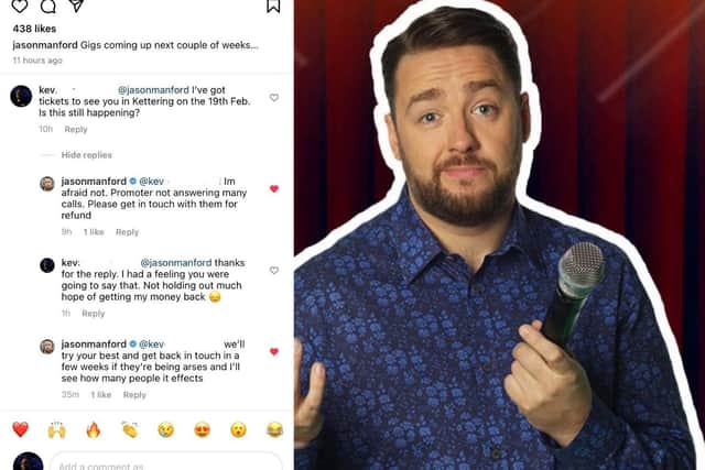 The comedian has confirmed he will not be performing at Wicksteed Park on Saturday, February 19, 2022