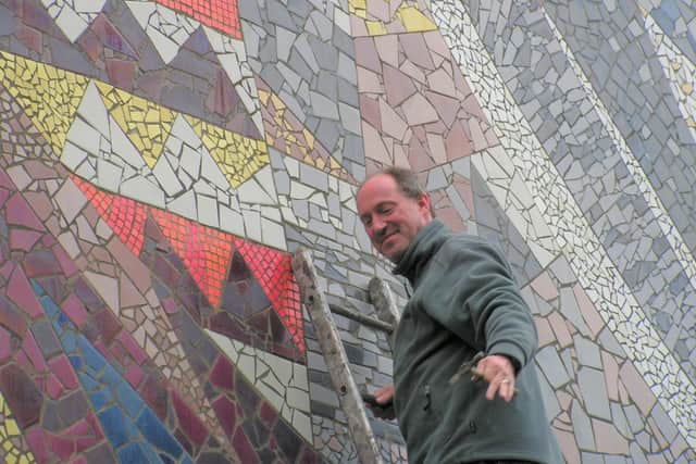 Oliver Budd with the original mosaic