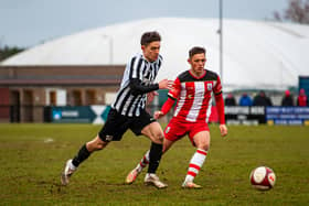 Jordan O'Brien in action during Corby Town's 2-0 home defeat to Ilkeston Town last weekend. Picture by Jim Darrah