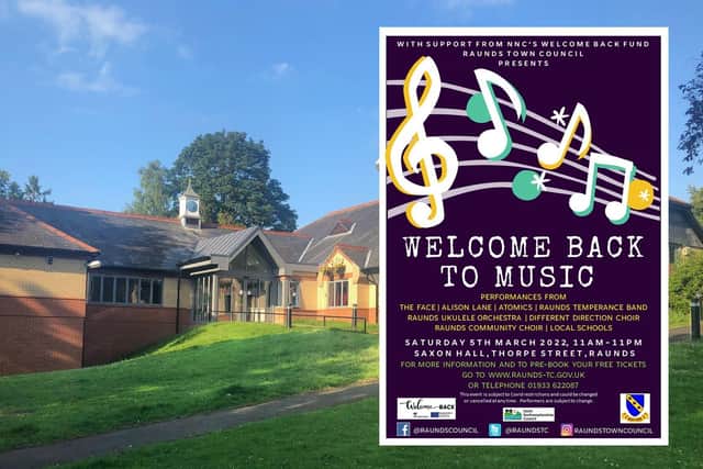 The Welcome Back to Music event takes place in March at Raunds Saxon Hall