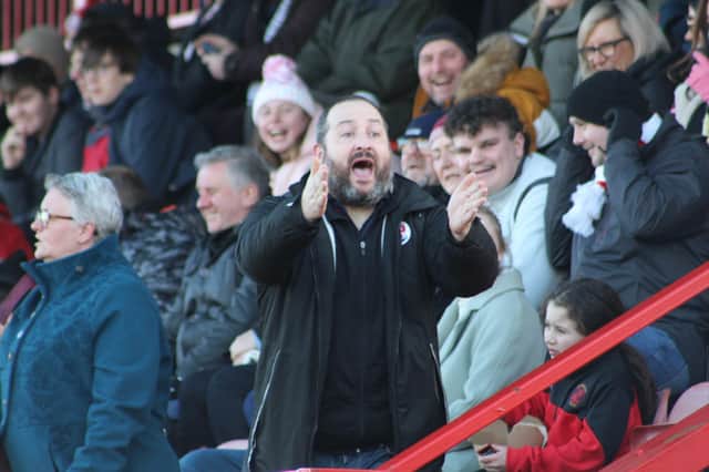 A Reds fan gives his view. Crawley Town v Hartlepool United. Picture by Cory Pickford SUS-221202-205531004