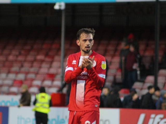 Jack Powell. Crawley Town v Hartlepool United. Picture by Cory Pickford SUS-221202-210003004