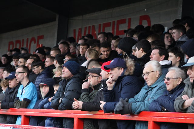 Reds fans watch on. Crawley Town v Hartlepool United. Picture by Cory Pickford SUS-221202-205549004