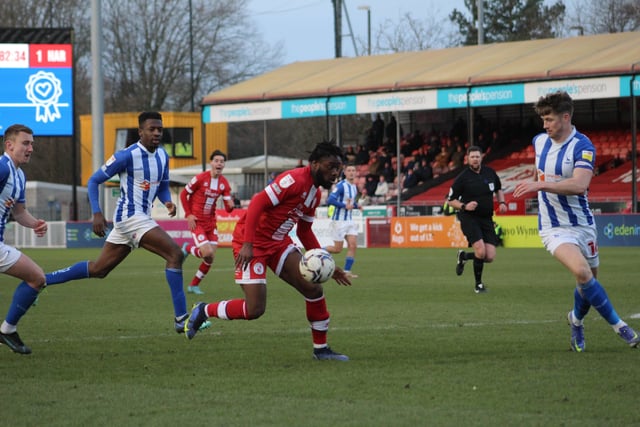 Remi Oteh. Crawley Town v Hartlepool United. Picture by Cory Pickford SUS-221202-210725004