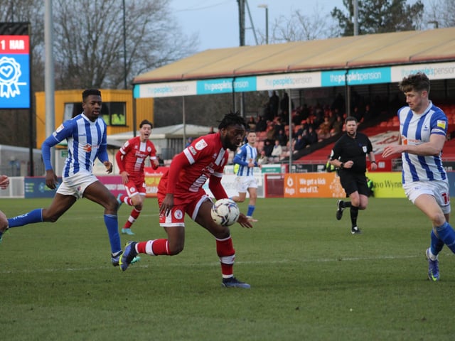 Remi Oteh. Crawley Town v Hartlepool United. Picture by Cory Pickford SUS-221202-210725004