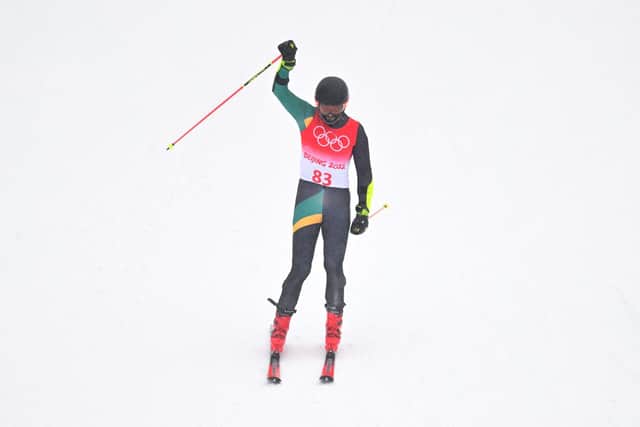 Benjamin Alexander crosses the line at the Winter Olympics