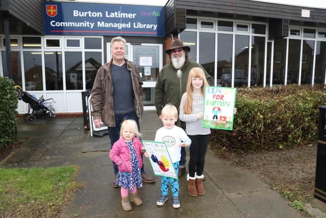 L-r Cllr Murray Scott, Cllr Adrian Watts
Front row l-r Alice Woolston, 2, Harry Balmbra, 3, Zoe Simmons, 9,