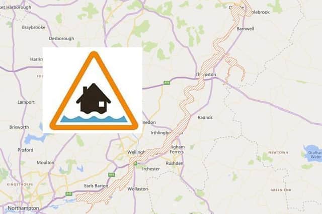 An Environment Agency flood alert covers a stretch of the Nene from Northampton to Oundle