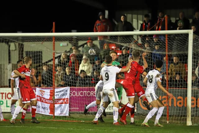 Ty Deacon was denied a debut goal as the referee spotted a foul somewhere in this