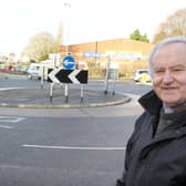 Paul Ansell with the award-winning roundabout in Northfield Avenue